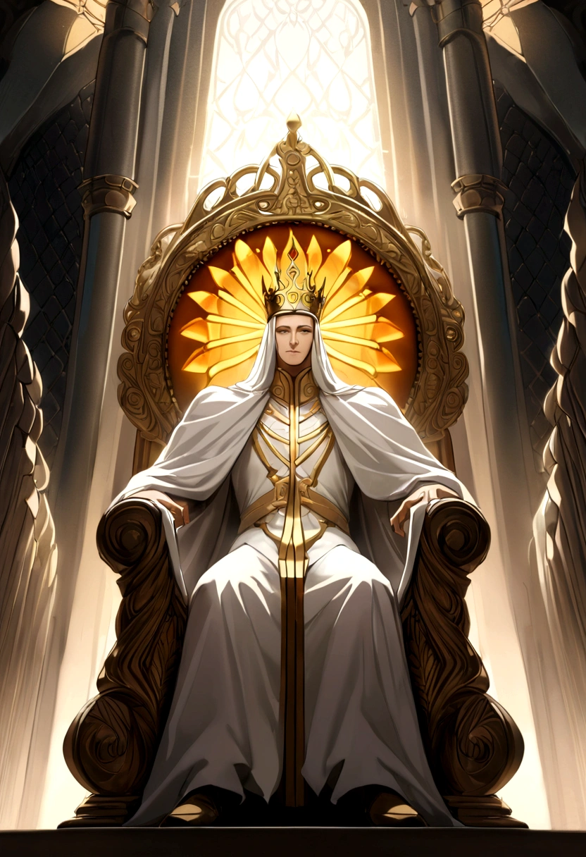 A magnificent king sitting on the throne, European,detailed face