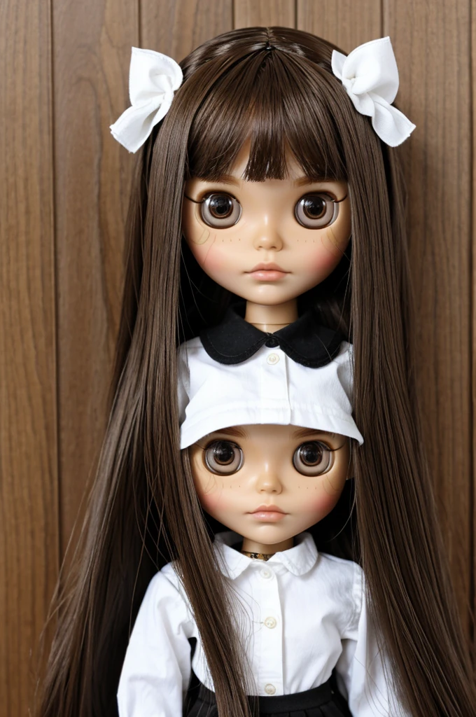 Blythe doll Brown Straight hair Without bangs White Dressed in black