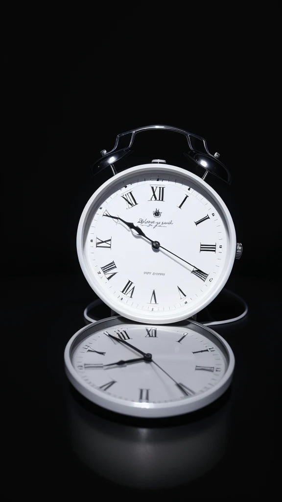 white clock lying on a black background