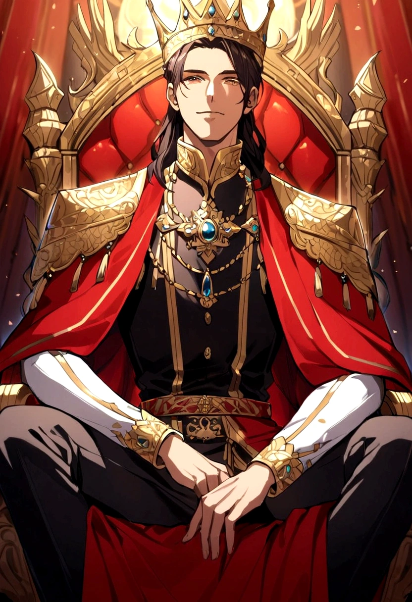 A magnificent king sitting on the throne, European,detailed face
