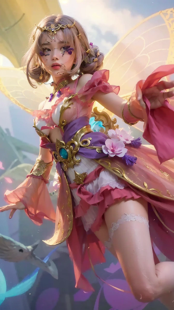 best quality,masterpiece,extremely detailed,high res,4k,ultra high res,detailed shadow,ultra realistic,realistic,dramatic lighting,1girl,solo,detailed face,realistic eyes,realistic skin,white dress,purple hair,dynamic pose, white lace dress