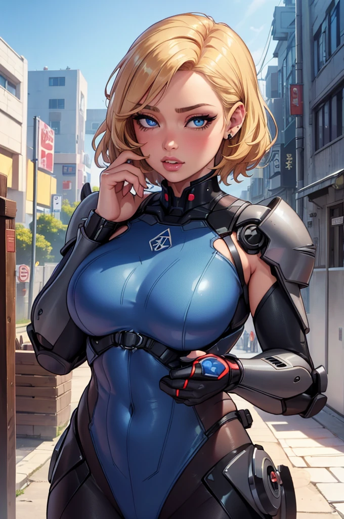 beautiful detailed eyes, beautiful detailed lips, extremely detailed eyes and face, long eyelashes, 1girl, short blonde hair, blue eyes, cute piggy nose, thick sensual lips, bunny teeth, big breasts, breasts out, fat ass, small waist, piercings, tattoos, Robot uniform, (best quality,4k,8k,highres,masterpiece:1.2),ultra-detailed,(realistic,photorealistic,photo-realistic:1.37),studio lighting,extreme detail description,vivid colors,bokeh,concept art