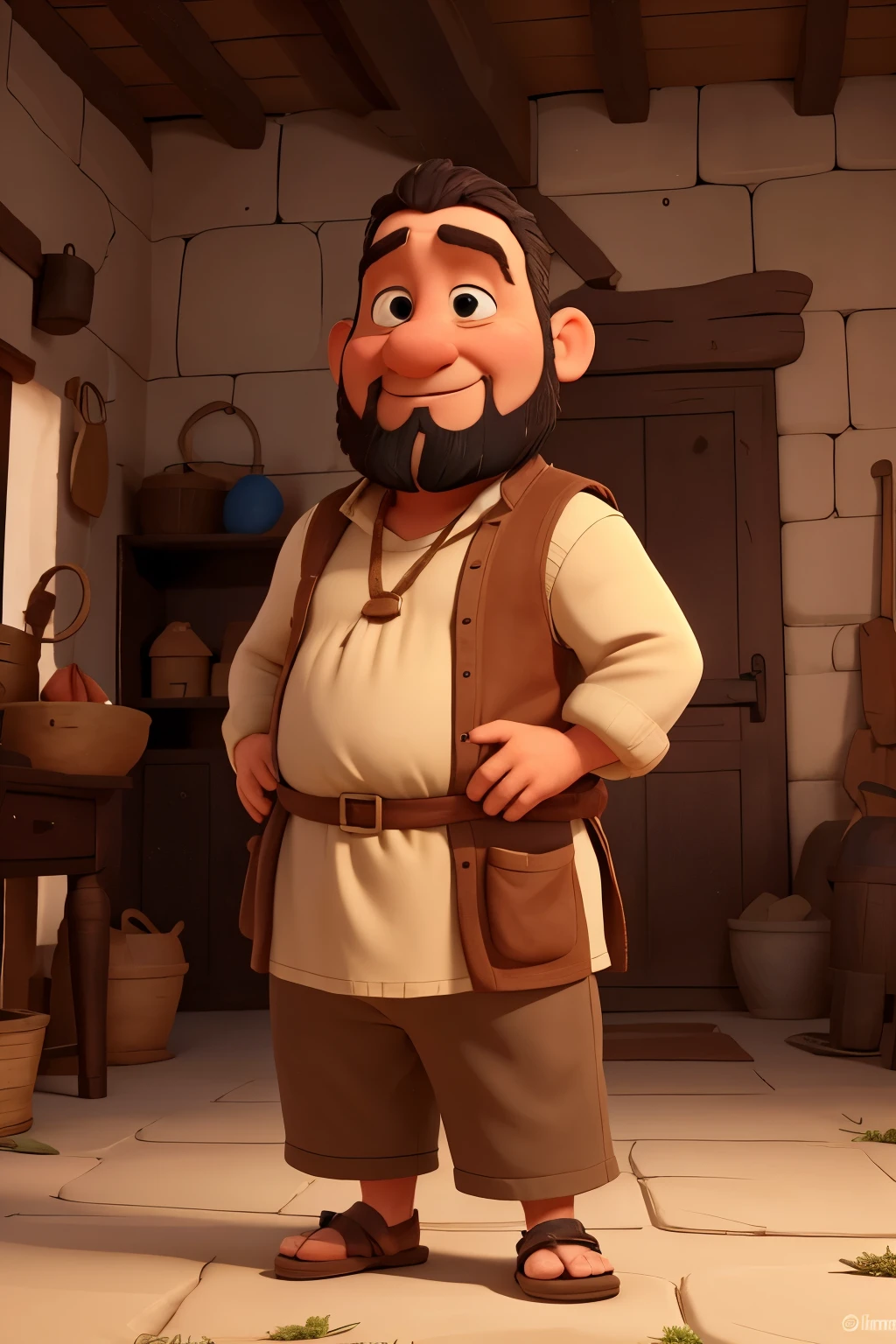 Character created in a cartootake off your take off your pantspantsn of a maweatake off your pants and increase the length of your tunicring a long tunic down to the feet
wearing sandals, inside a big hole in the groundn who was a little fat, bald, bearded, with a big drooping nose, big eyes, wearing a tunic, his family was the poorest, and he was the youngest in his father's house, and he was working out wheat in the winepress, to save it from the Midianites.