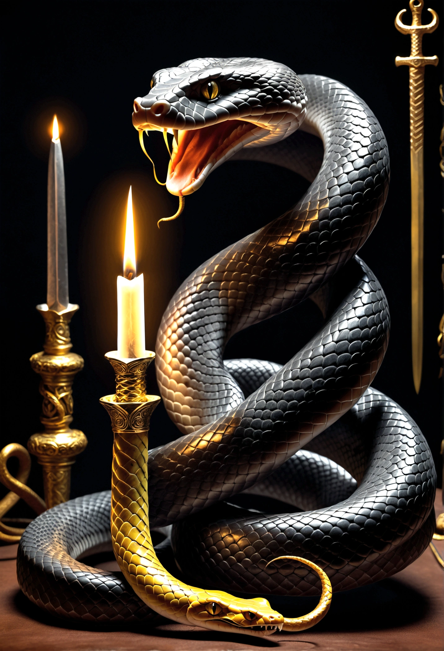 A religious symbol: A snake coiled around a venomous dagger.