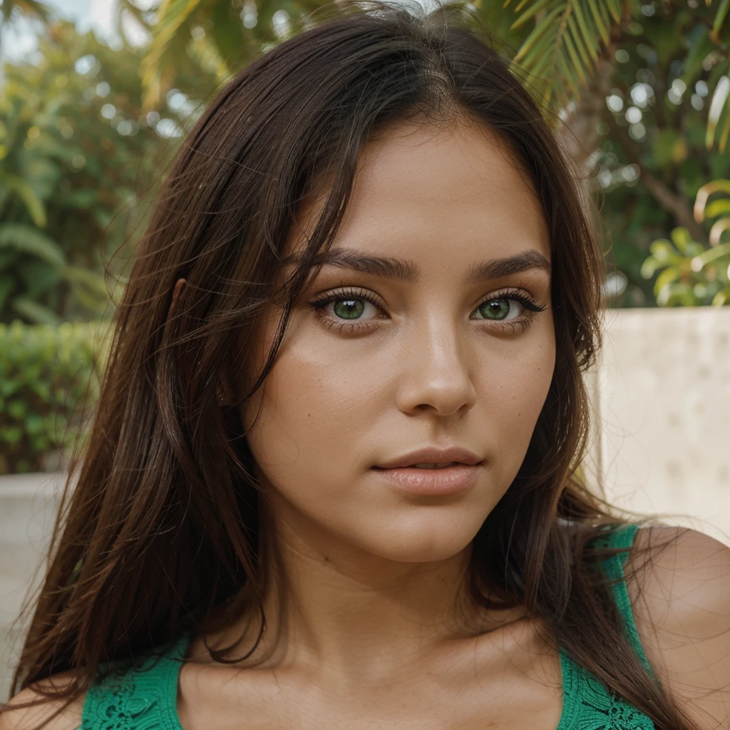 Latina, green eyes, beauté, femme magnifique, grosse poitrine, visage de face