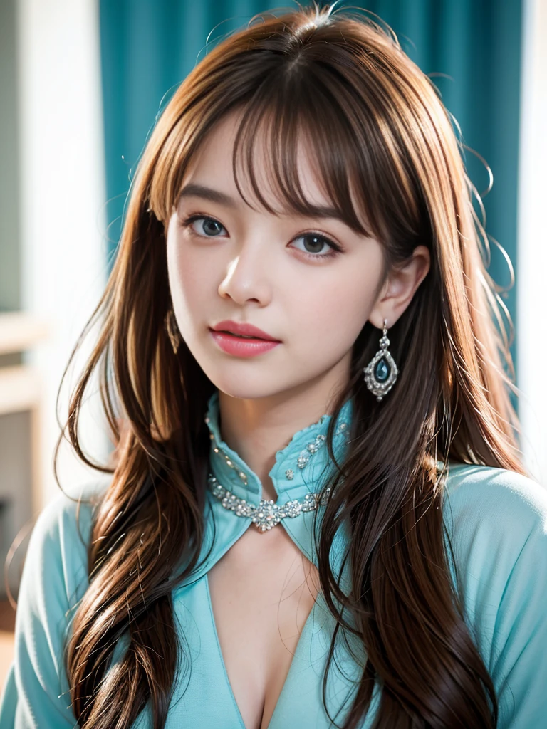 1 girl, silver hair, brown hair, dull bangs, floating hair, long hair, fireplace awning, aqua eye, Shining eyes, long eyelashes, earrings, compensate, smile, parted lips, written boundary depth, first person perspective, from behind, From the side, upside down, f/1.8, 135mm, canon, UHD, retina, masterpiece, Accurate, anatomically correct, rough skin, Super detailed, advanced details, high quality, 最high quality, High resolution, 1080p, hd, 4k, 8K