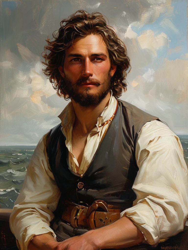 masterpiece,Best quality,portrait of a ruggeDly hanDsome palaDin,soft hair,muscular,half boDy,masculine,mature,salt anD pepper hair,skin,hairy,D & D,fantasy,difficult,elegant,highly DetaileD,Digital painting,ArtStation,conceptual art,smooth,sharp focus,illustration,style of Franz Xaver Winterhalter,Oil painting,