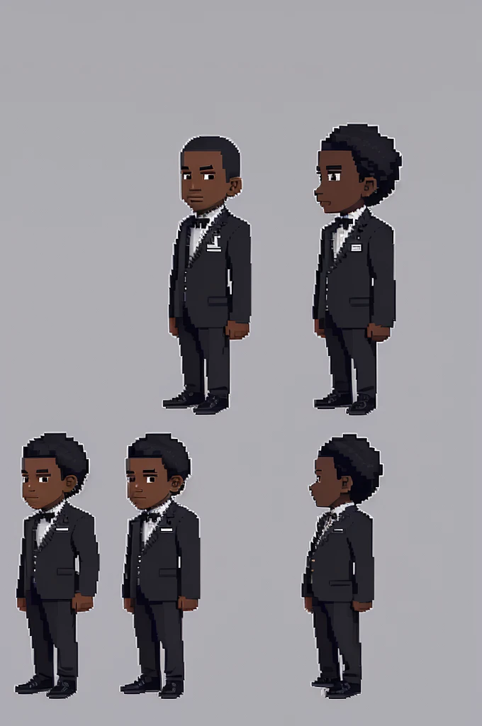 A short black man in pixel art style