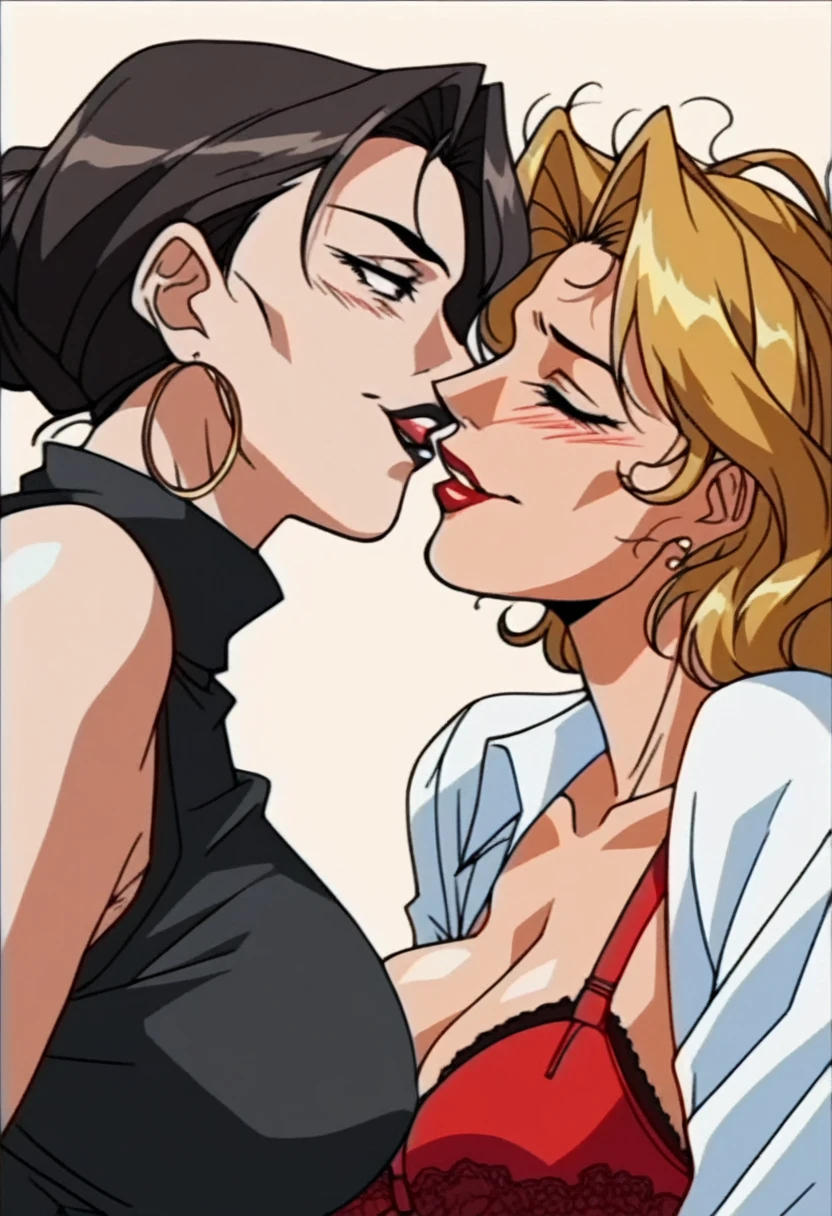score_9, score_8_up, score_7_up, score_6_up, score_5_up, score_4_up, (source_anime), 2girls, bleach, (rukia, short hair, small , {suckingasts}), e Inoue, long hair, massive breasts,), yuri, aerence, size difference, breast sucking, far, full