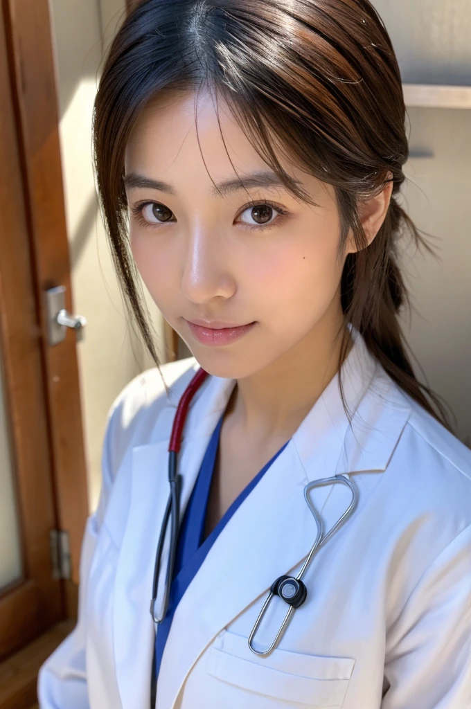 ((Highest quality)), ((masterpiece)), (detailed),Perfect Face,Japanese,Female doctor,White