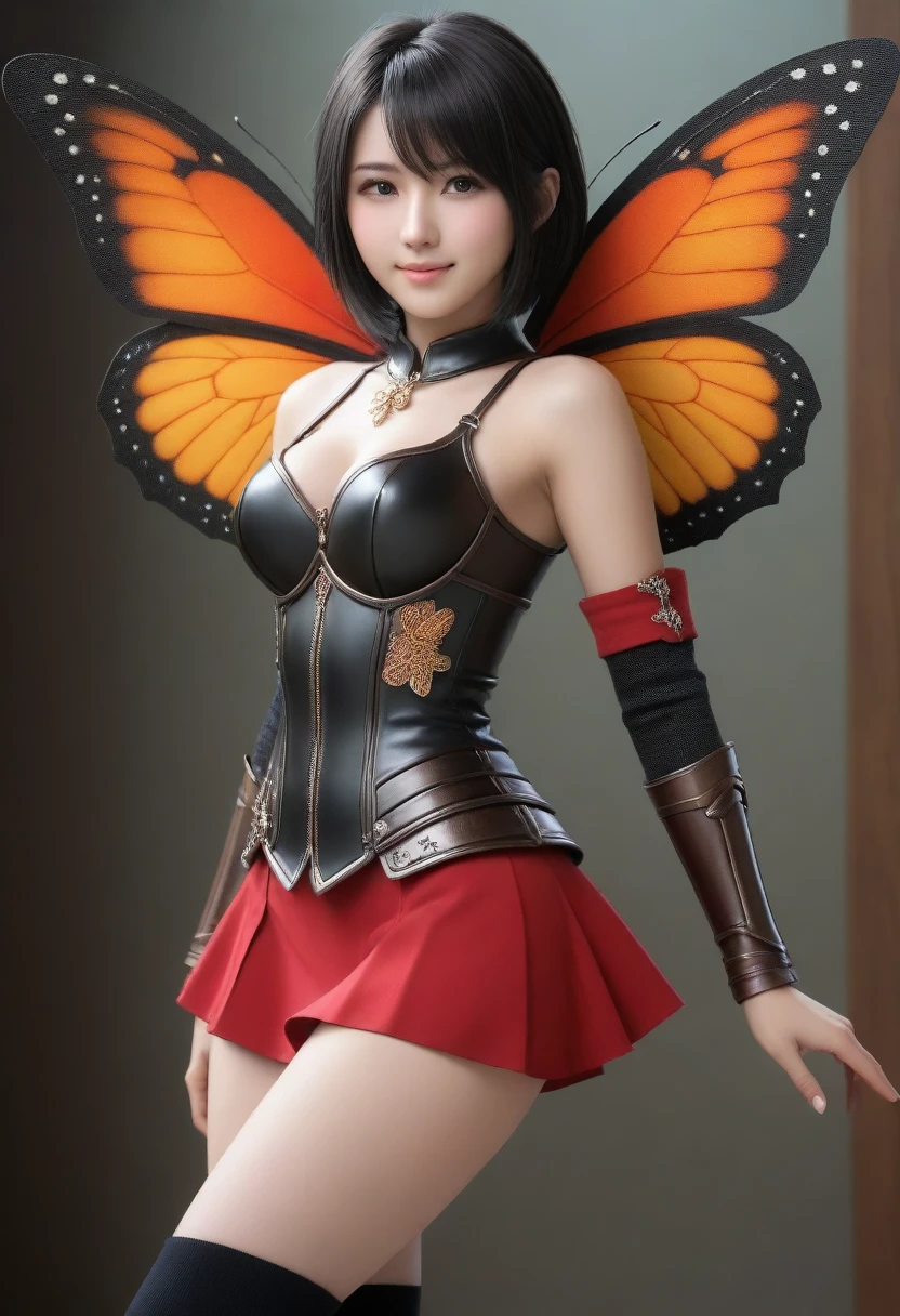 ladybug girl,girl fused with ladybug, red and black dichromatic coloring, anime style, studio ghibli, detailed clothing, ornate chinese influence, girl flying in the air with ladybugs swirling around --auto --s2