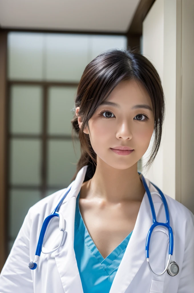 ((Highest quality)), ((masterpiece)), (detailed),Perfect Face,Japanese,Female doctor,White