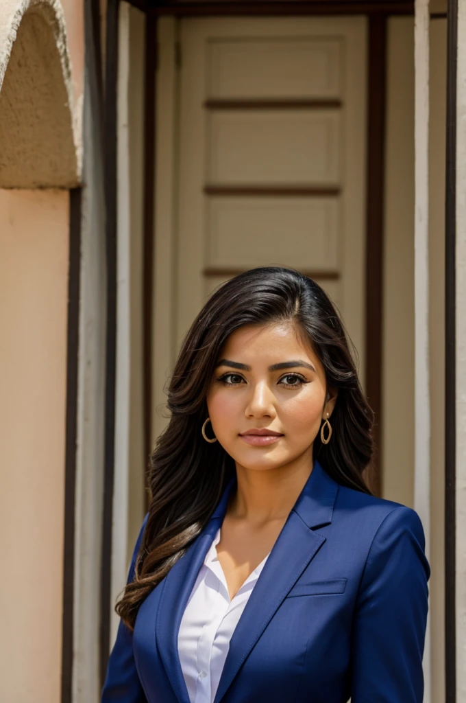 A pretty woman from Michoacán in a suit
