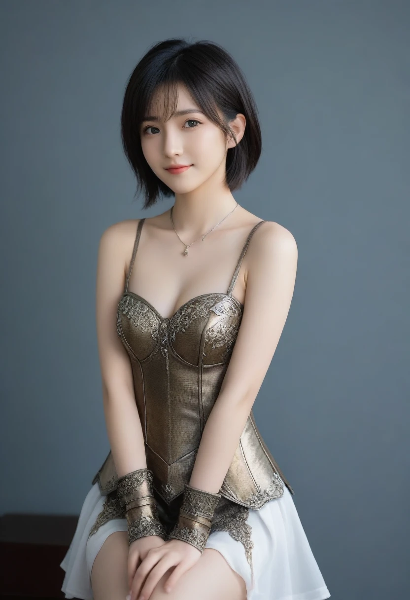 (top-quality, masterpiece: 1.1), (fidelity: 1.4), 1girl in, The upper part of the body, Bery short hair, studio,BDSM,Slave,Black corset,束缚,slavery,Slaves首輪,Slaves,pantiy,bound woman,両手をbound woman, silber hair:1.9, Red braid