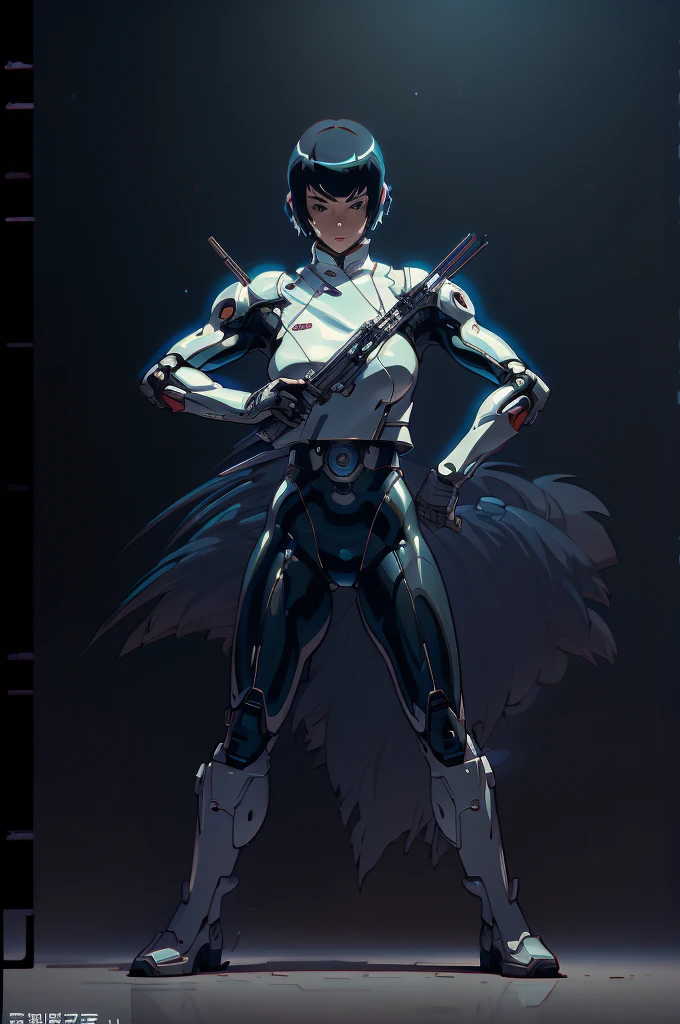 ghost in the shell in the style of 90's vintage anime, robotics, scifi, futuristic, surrealism, akira style, advance suit, detailed line art, fine details, greg rutkowski makoto shinkai kyoto animation key art feminine eye-level shot