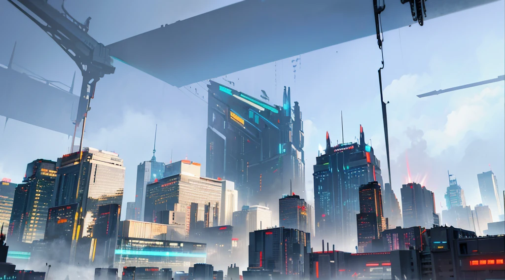 a monstrous creature in a futuristic city, 8k, highly detailed, cinematic lighting, dramatic angles, moody atmosphere, cyberpunk, neon lights, skyscrapers, metal and glass architecture, intricate details, volumetric fog, dynamic pose, glowing eyes, sharp teeth, powerful muscles, intimidating presence, photorealistic