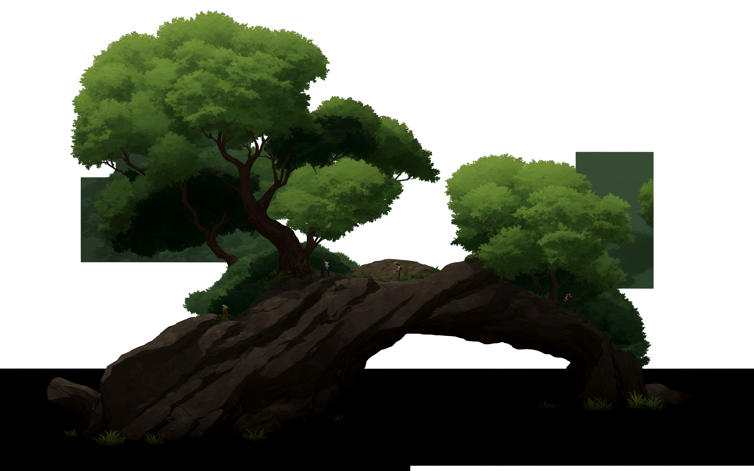 a cartoon image of a tree with a branch and a bird flying over it, game asset of plant and tree, forest backdrop, woodland background, props containing trees, large tree, forest background, ancient wood environment, elf forest background, background jungle, background art, an old elven wood, forest setting, detailed forest background, some trees in the background, tileable texture, 2 d texture, 2d texture, tileset, detailed game art, stone texture, stylized layered textures, stylized stone cladding texture, dungeon background, game asset, flat texture