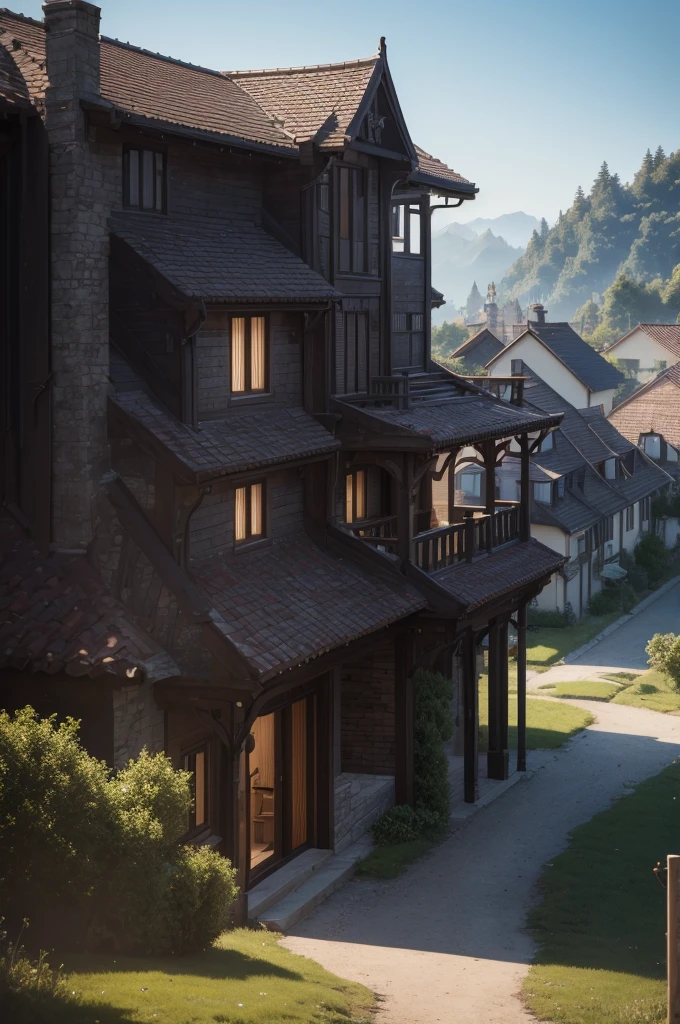 fantasy art 8K,
pmmkr2024,  15 years as a rider ,best qualityer, trends on artstation,best qualityer, work of art, ultra-high resolution, house in the background, 8K, (light and shadow effect), (Depth of field effect).