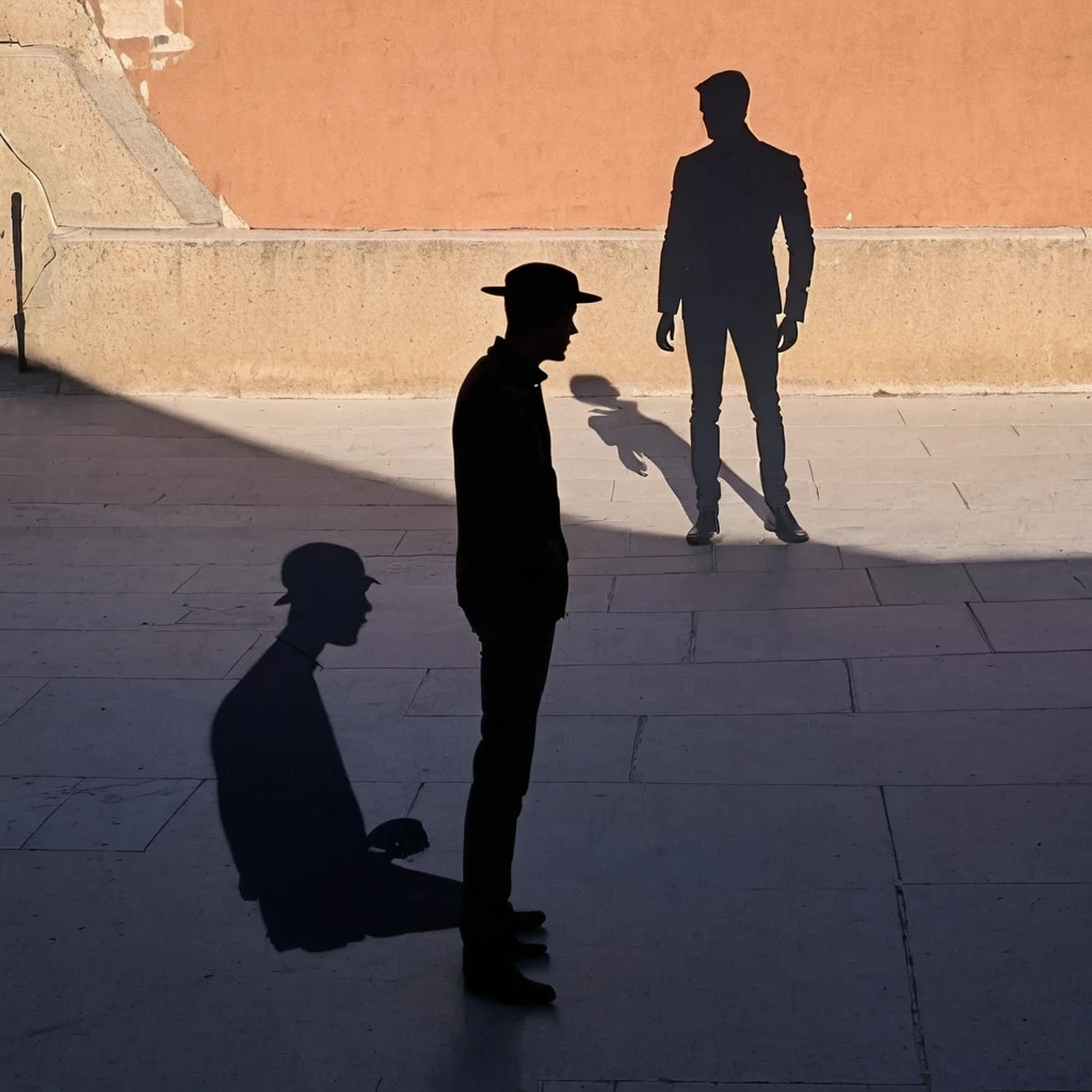 guy talking to his shadow