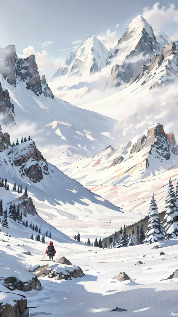 A snow ambient with montains
