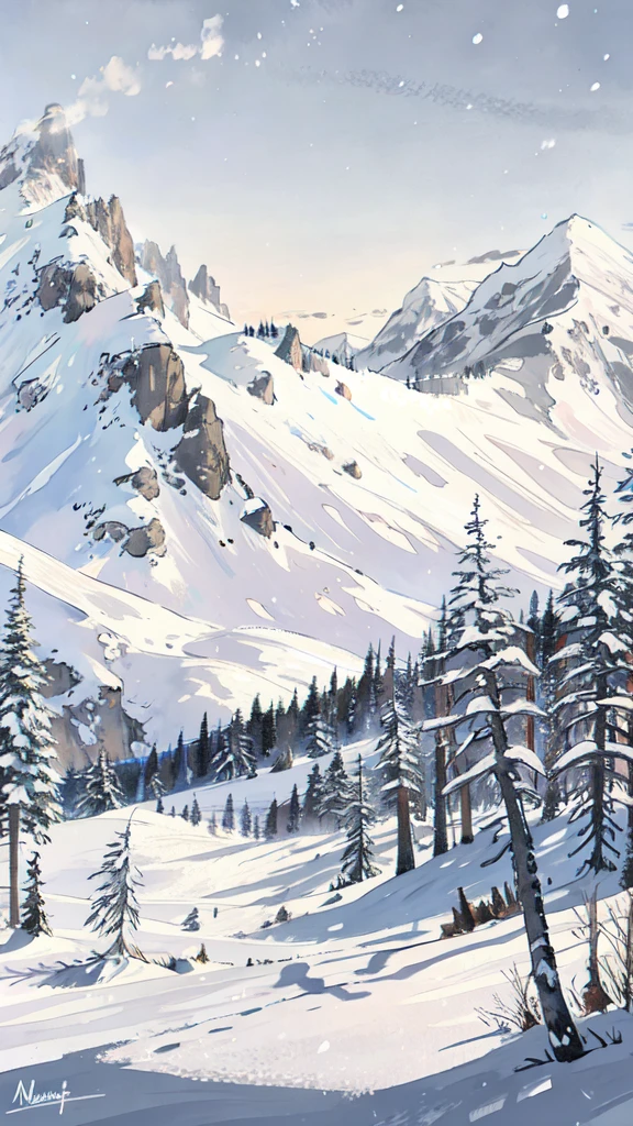  A snow ambient with montains