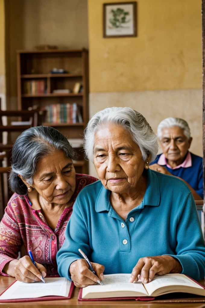 Old people studying in Mexico