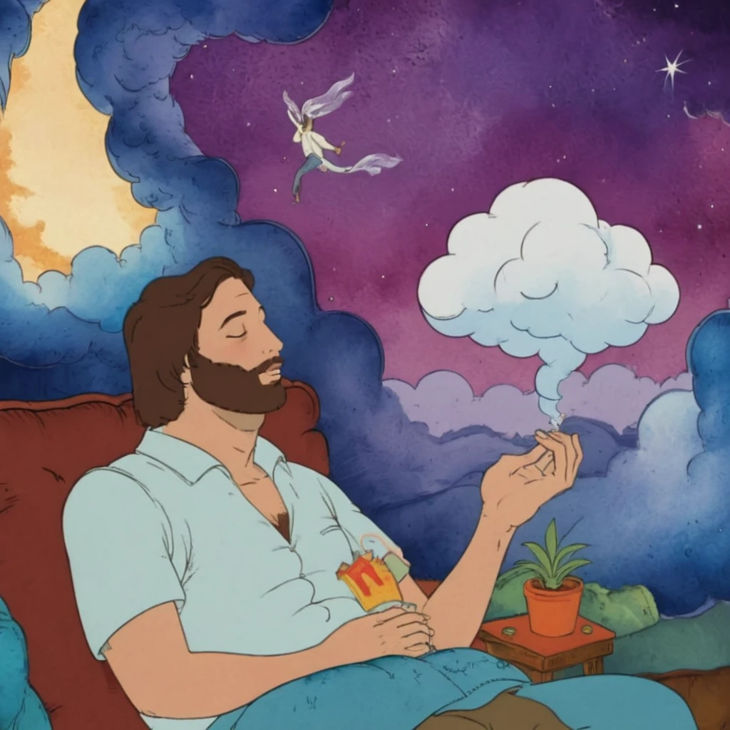 the guy gets high in his dreams