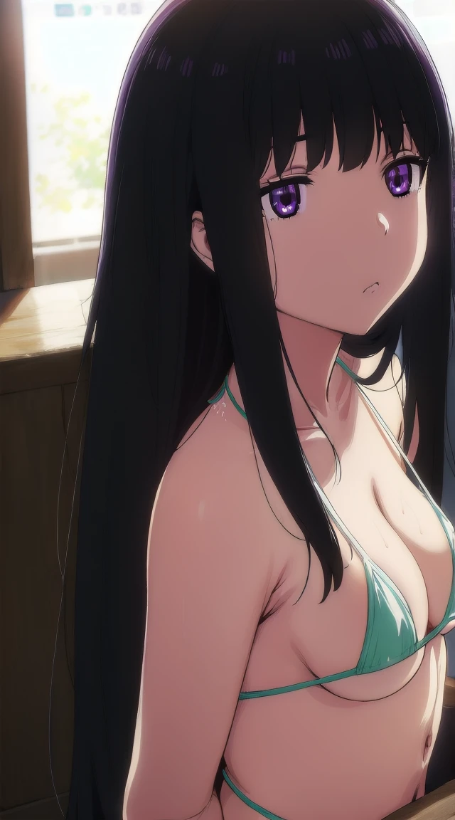 1girl,((black hair))
BREAK ((inoue takina, long hair, bangs, black hair, (purple eyes:1.2) :1))
BREAK ((blank eyes,micro bikini, mind control,:1.4))
BREAK indoors,
BREAK looking at viewer, 
BREAK (masterpiece:1.2), best quality, high resolution, unity 8k wallpaper, (illustration:0.8), (beautiful detailed eyes:1.6), extremely detailed face, perfect lighting, extremely detailed CG, (perfect hands, perfect anatomy),