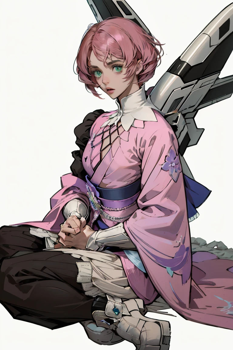 Alisa Bosconovitch, best qualityer, contemporary, flat style, minimalism, Illustrates??the green-eyed plane, pink hair, shorth hair, multicolored wildly hair, black jersey, mechanical wings, Close-U head portrait, pointed chest, neckleace, super neckleace, medium breasts, tekken,pink hair pastel, 1 girl, in kimono, hand painted,Colorless line drawing, pastel yandere colorful, tekken, Garota super fofa de pink hair com maquiagem gótica ao lado, with maid outfit,slender figure,chunky,He sat on the floor,Dressed in pink and white maid outfits,Very Shorthair,with cat ears,quadratic element,, pink kawaii in 1910 era clothing, Alisa Bosconovich's pink lips, no style da soft core palette aurorapunk, an anime illustration of your face, animated gifs, hand drawn animation, charming sketches, smooth and shiny, hazy romanticism, Superflat style, white background - ar 1:1 - niji 5 - expressive style --s 50 , pink kawaii in the 1920s clothing eraPink eagles, wearing a bright white shirt, no style da soft core palette aurorapunk, an anime illustration of your face, animated gifs, hand drawn animation, charming sketches, smooth and shiny, hazy romanticism, Superflat style, white background - ar 1:1 - niji 5 - expressive style --s 50, absurdrez, highres, ultra detailed, (1 girl:1.3), break , Design an image featuring beautiful calligraphy