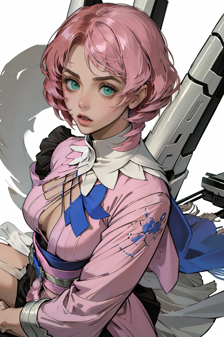 Alisa Bosconovitch, best qualityer, contemporary, flat style, minimalism, Illustrates??the green-eyed plane, pink hair, shorth hair, multicolored wildly hair, black jersey, mechanical wings, Close-U head portrait, pointed chest, neckleace, super neckleace, medium breasts, tekken,pink hair pastel, 1 girl, in kimono, hand painted,Colorless line drawing, pastel yandere colorful, tekken, Garota super fofa de pink hair com maquiagem gótica ao lado, with maid outfit,slender figure,chunky,He sat on the floor,Dressed in pink and white maid outfits,Very Shorthair,with cat ears,quadratic element,, pink kawaii in 1910 era clothing, Alisa Bosconovich's pink lips, no style da soft core palette aurorapunk, an anime illustration of your face, animated gifs, hand drawn animation, charming sketches, smooth and shiny, hazy romanticism, Superflat style, white background - ar 1:1 - niji 5 - expressive style --s 50 , pink kawaii in the 1920s clothing eraPink eagles, wearing a bright white shirt, no style da soft core palette aurorapunk, an anime illustration of your face, animated gifs, hand drawn animation, charming sketches, smooth and shiny, hazy romanticism, Superflat style, white background - ar 1:1 - niji 5 - expressive style --s 50, absurdrez, highres, ultra detailed, (1 girl:1.3), break , Design an image featuring beautiful calligraphy