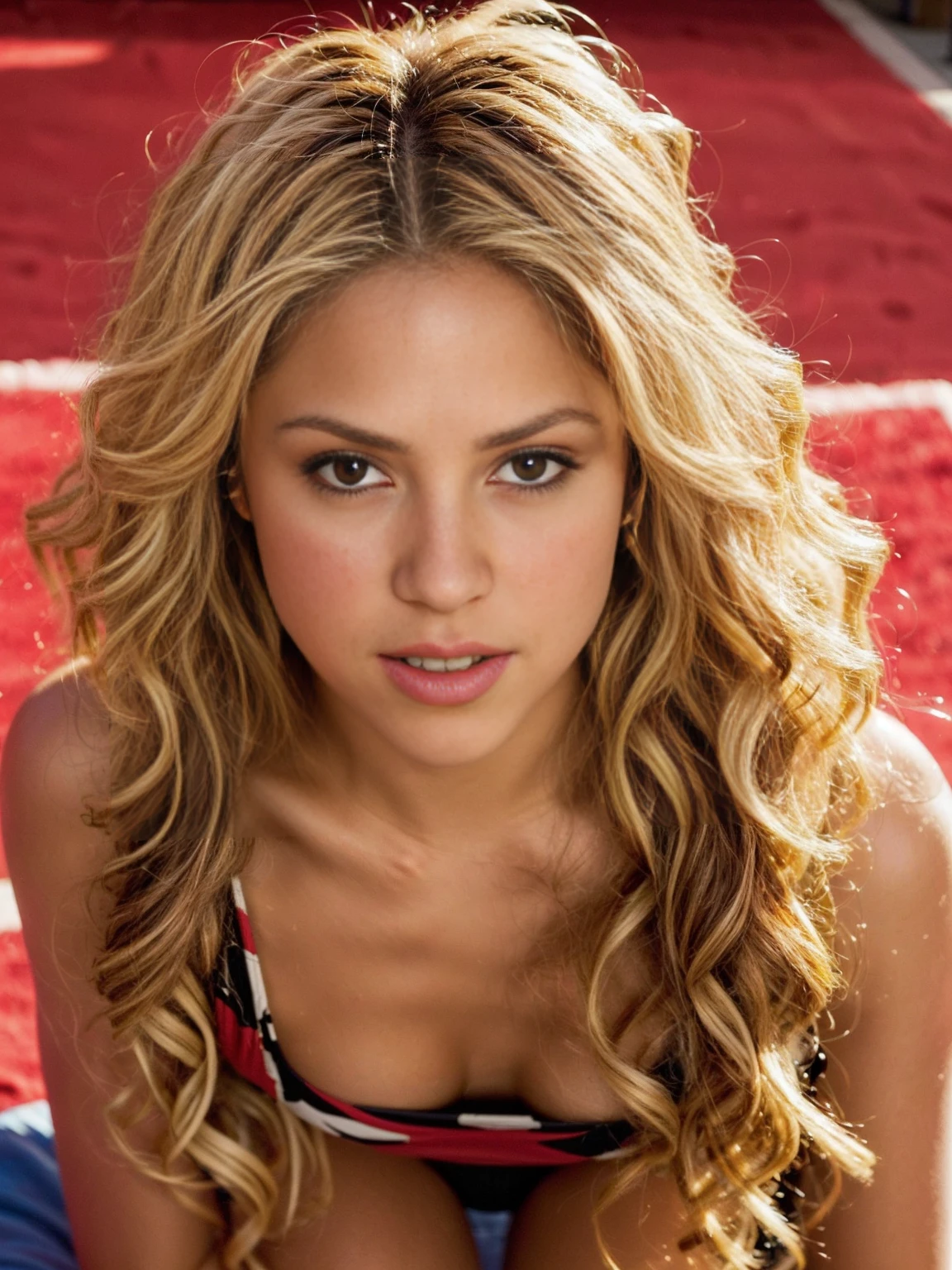 ((FULL BODY SHOT 1.2)), (The girl is Shakira 1.2, 20 year old girl 1.2, seductive look 1.2, NAKED 1.3, NSFW 1.2), (Shakira is a tennis player 1.2, NAKED 1.3, shoulder length hair 1.2), (very sexy Latina woman 1.2, perfect curves 1.2, alluring figure 1.2, nice breasts 1.2), (dynamic sexy pose 1.2, sexually seductive pose 1.2), (masterpiece, best quality:1.2), 1girl, solo, (best quality,4k,8k,high resolution,masterpiece:1.2), realistic (1.37) girl, (hyper realistic 1.2), (highly detailed face 1.2, Detailed facial features 1.2), (set in a tennis court 1.2, cinematic lighting 1.2, highly detailed background 1.2)