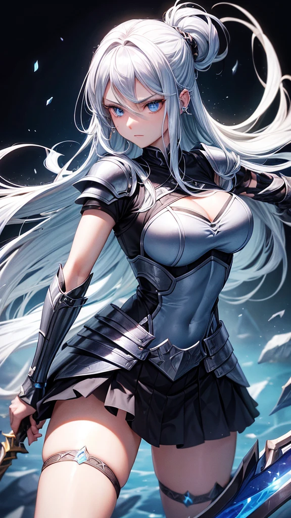 woman slender Fantasy sword士 Light clothing armor sword Half naked Blonde Silver Hair Red hair Green Hair Blue Hair