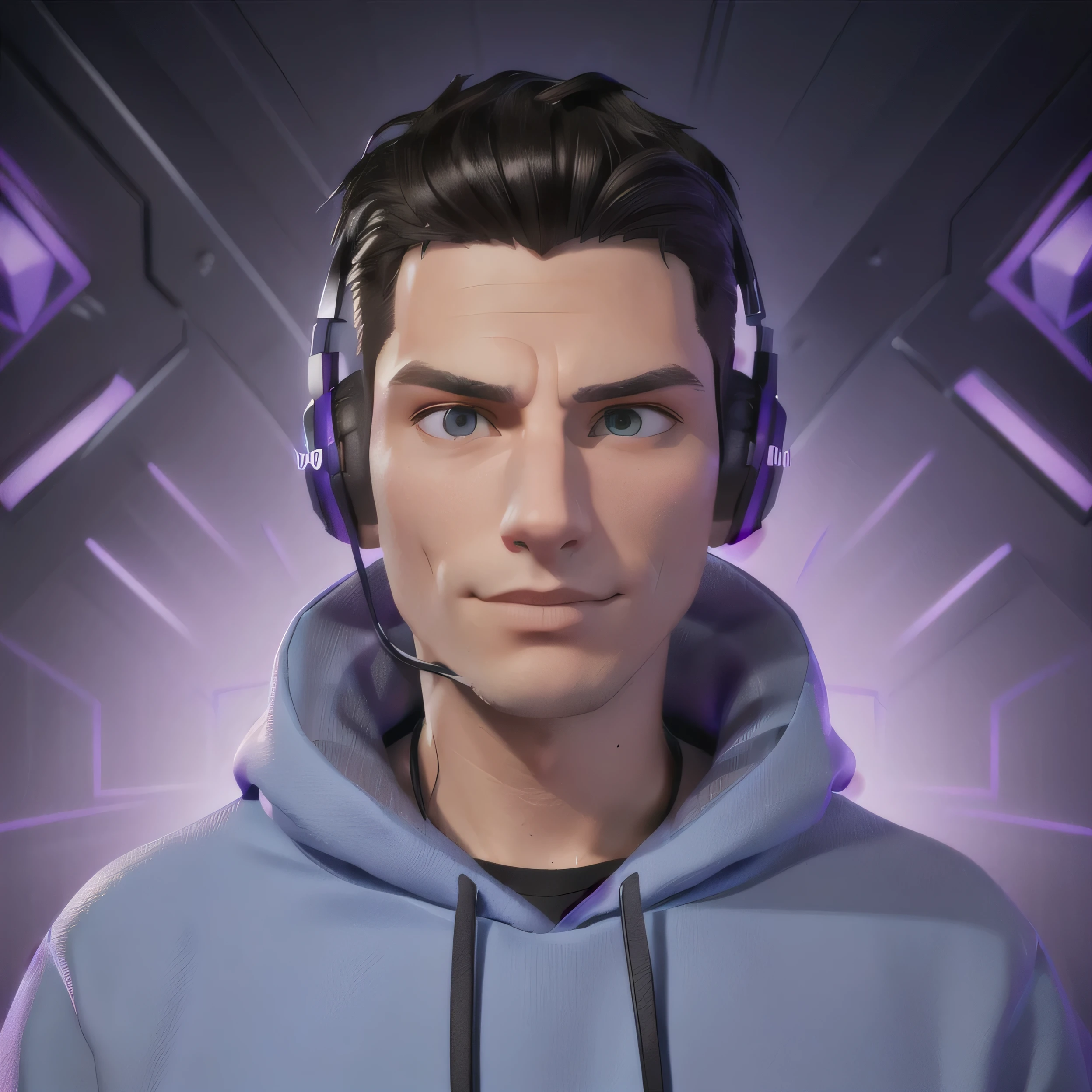 arafed man with headphones and a black hoodie in front of a background, 3 d render of jerma 9 8 5, profile picture 1024px, epic game portrait, twitch streamer / gamer ludwig, high quality portrait, full face epic portrait, nft portrait, anton fadeev 8 k, portrait of jerma985, twitch streamer