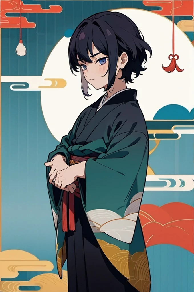 Kimono, Japanese background, Haori,Male