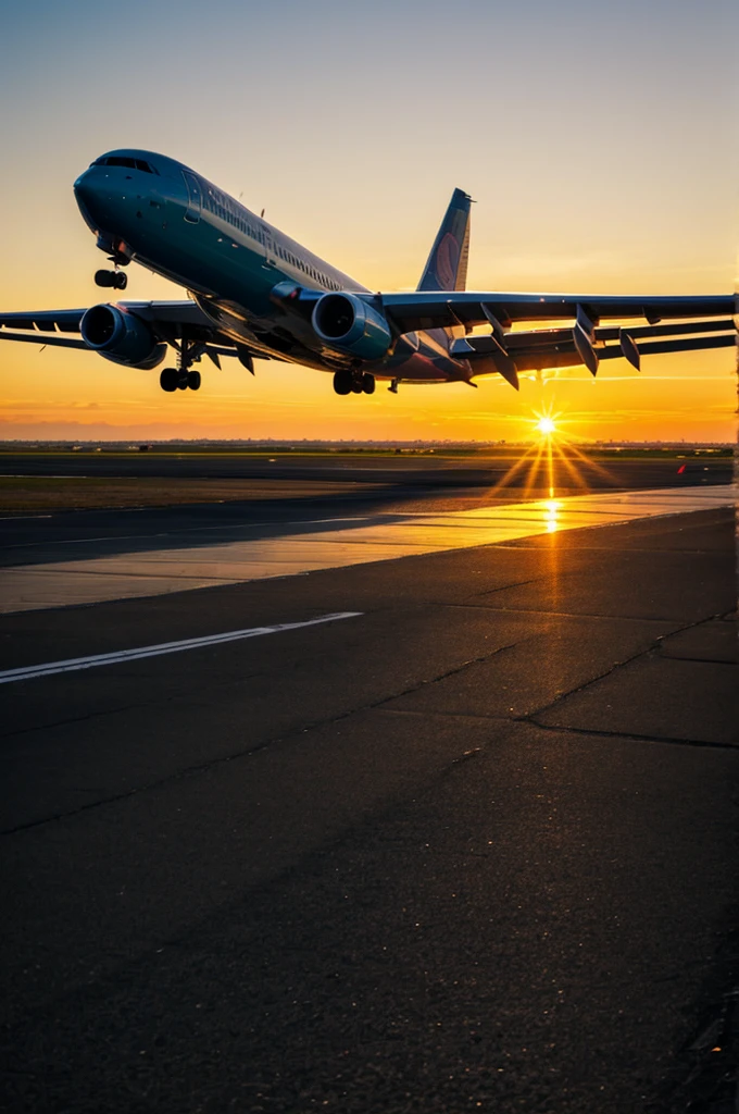 Airplane at sunset