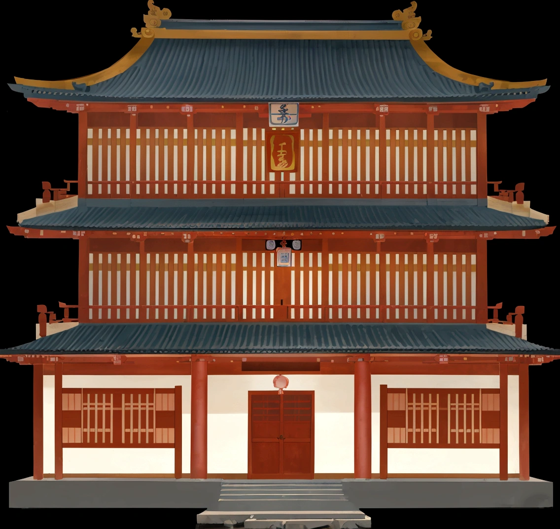 a cartoon illustration of a pagoda with a blue roof, european japanese buildings, an extremely detailed building, japanese temple, japanese house, zen temple background, ancient japanese architecture, temple background, background depicting a temple, a temple, japanese temples, japanese architecture, chinese building, japanese town, inspired by Tōshi Yoshida, temple, digital painting of a pagoda