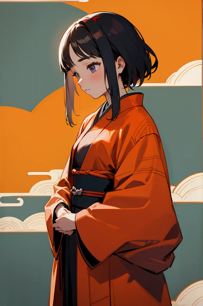 Adult Female ,Haori Jacket, Japanese background,