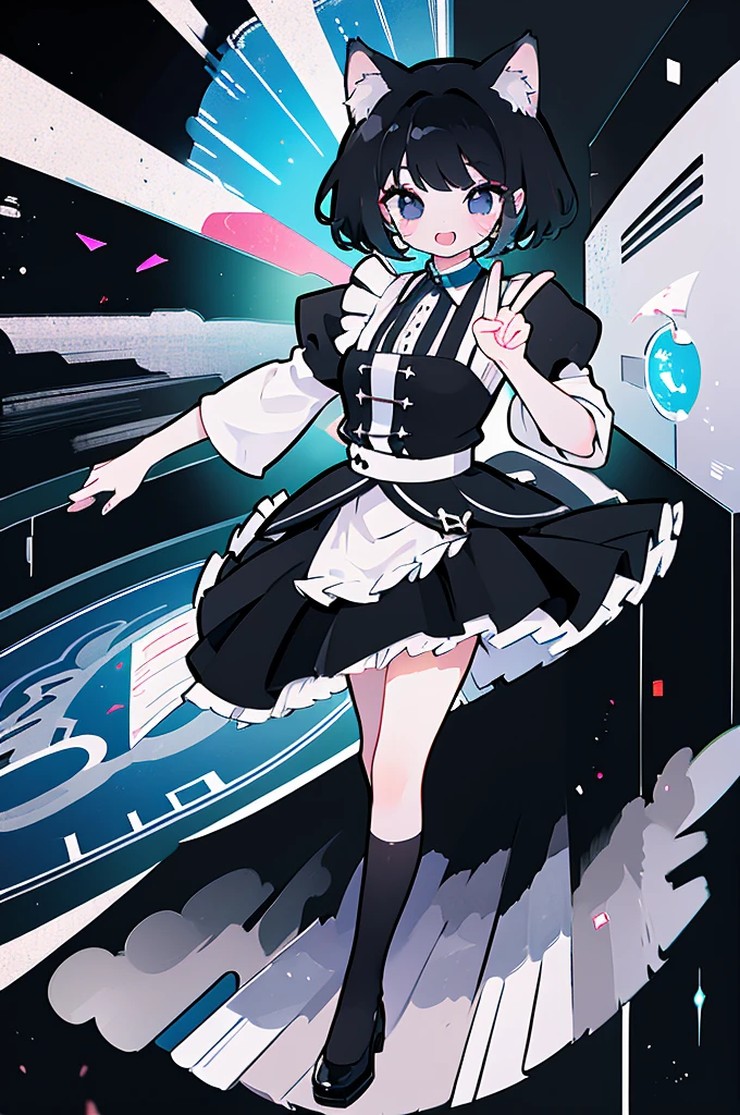 Full body ,dynamic Standing ,(เหมือนจริง:1.37)、1girl, solo, blue eyes, (detailed eyes), flat chest, short hair, black hair, ((black t-shirt)), simple t-shirt, black skirt, black socks, standing, upper body, (white background), Transparent background, looking down, ((masterpiece, illustration, best quality))  , (Full body:1.5), Blank white background, (white background), Transparent background, looking down, ((masterpiece, illustration, best quality)) 