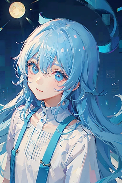 boy。light blue。cute。colorful。