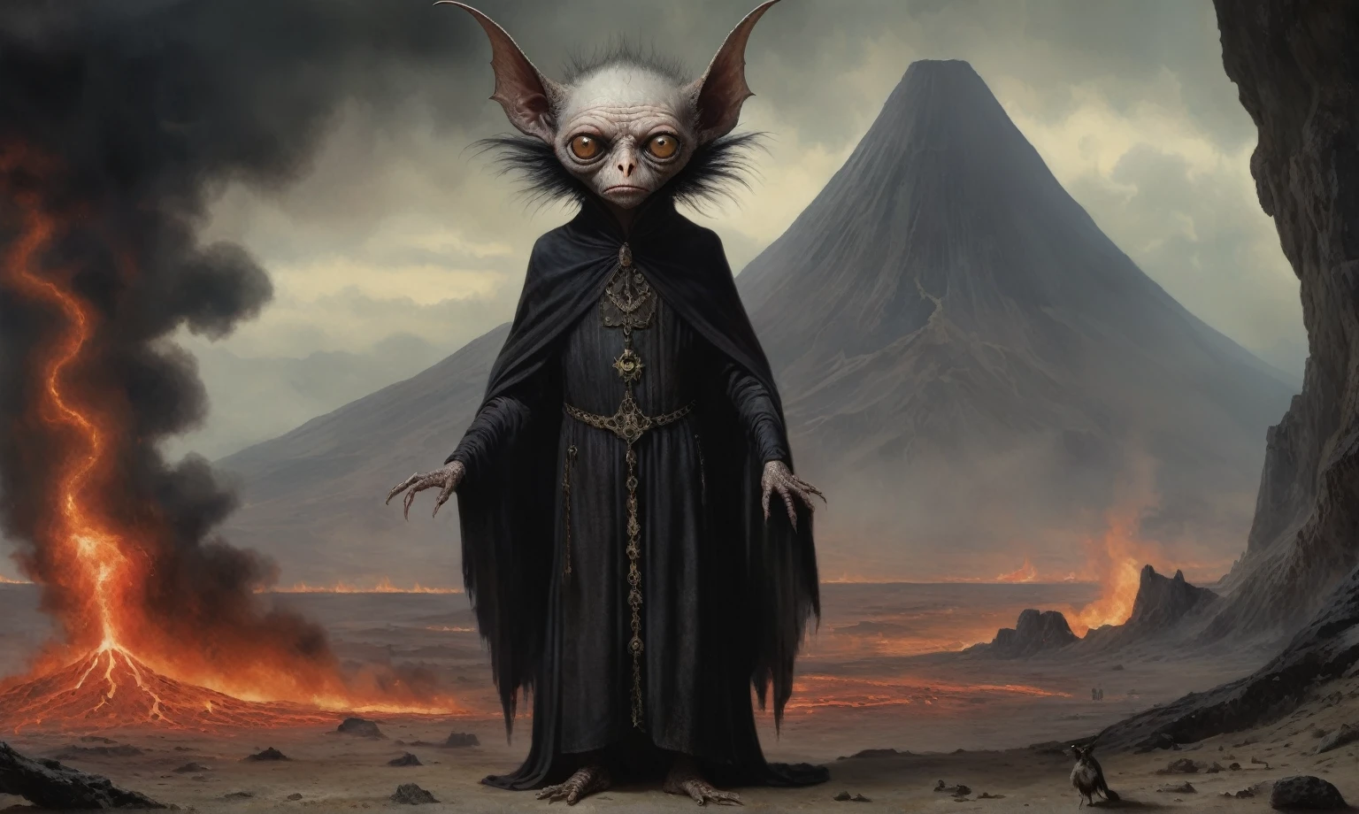Full body length shot, famous artwork by (tom bagshaw:1.1), detailed expressive eyes, fantasy style, the grumpy lubwad is a tiny creature that prospers in intense heat, building its resiliforged lairs in the flanks of active volcanoes on planet ramsnuggle vi, here we get a good look at its dark ears and intricate eyes as it lays in ambush to prey on the grubby sneezlenook from the shadows of its yarbled hideout
RAW photo, realistic texture, extremely detailed, absurdres, sharp focus, volumetric lighting, subsurface scattering
realistic skin, (natural skin:1), (skin details, skin texture:1.1), (skin pores:1), (skin imperfections:0.3),
Mestichino,Light particles,marble leather ,ink photography ,RAW, NIKON Z9,ink photorealism,Mestichino,Light particles,marble leather ,ink photography , school of magic