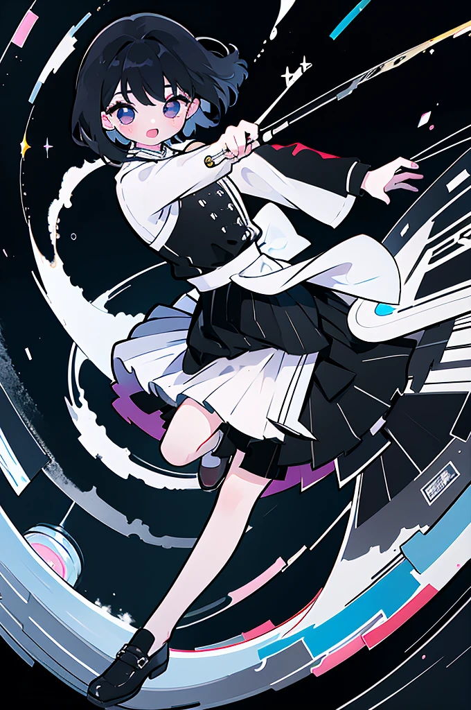 masterpiece, Highest quality, High Resolution, One Girl, solo,  whole body、Maid, black eye, Black Hair, Long sleeve、 Laughter, skirt,[[Healed finger]], [[[[multiple limbs]]]]