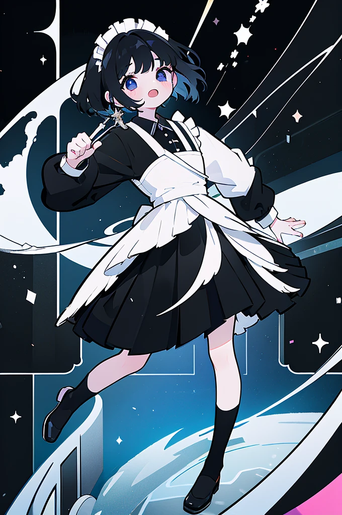 masterpiece, Highest quality, High Resolution, One Girl, solo,  whole body、Maid, black eye, Black Hair, Long sleeve、 Laughter, skirt,[[Healed finger]], [[[[multiple limbs]]]]