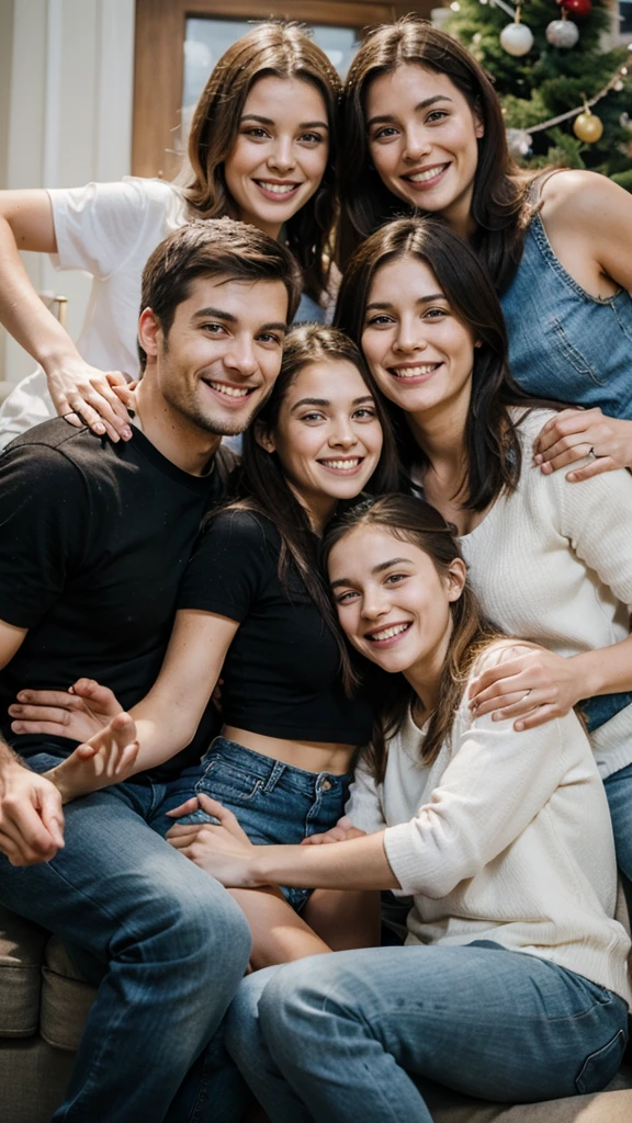 Happy people with their family