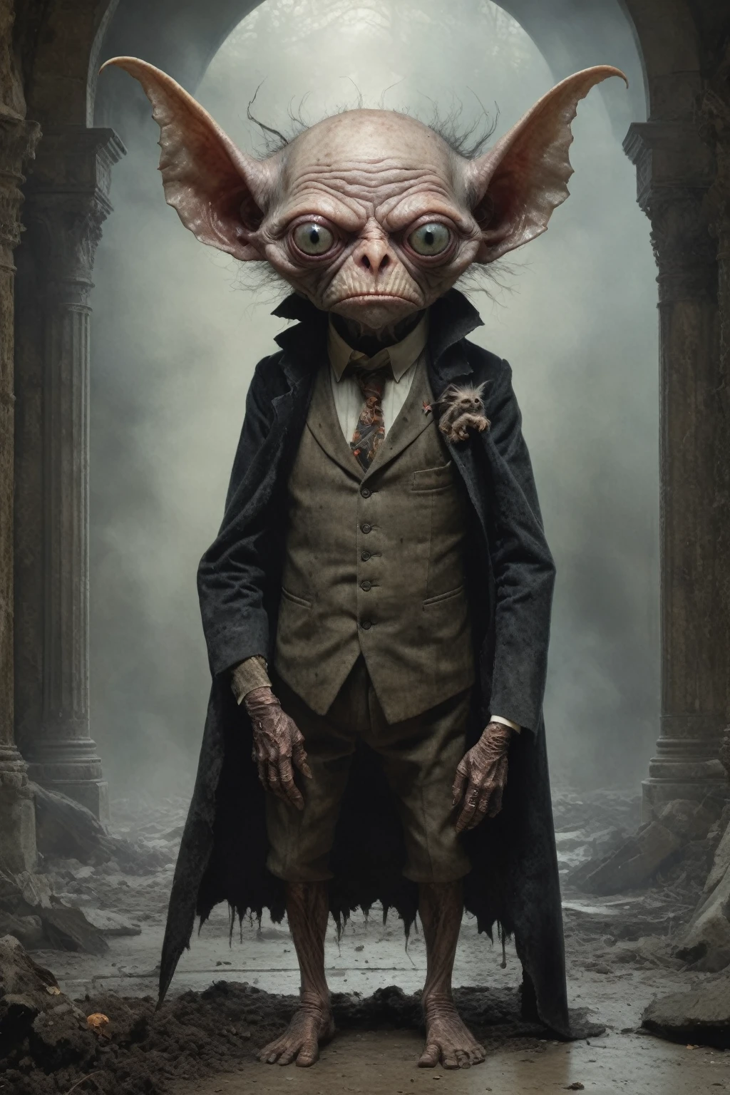 Full body length shot, famous artwork by (tom bagshaw:1.1),high detailed expressive eyes, fantasy style, the grumpy lubwad is a tiny creature that prospers in intense heat, building its resiliforged lairs in the flanks of active volcanoes on planet ramsnuggle vi, here we get a good look at its dark ears and intricate eyes as it lays in ambush to prey on the grubby sneezlenook from the shadows of its yarbled hideout
RAW photo, realistic texture, extremely detailed, absurdres sharp focus, volumetric lighting, subsurface scattering
realistic skin, (natural marble skin:1), (skin details,marble skin texture:1.1), (skin pores:1), (skin imperfections:0.3),
Mestichino,Light particles,marble leather ,ink photography ,RAW, NIKON Z9,ink photorealism,Mestichino,Light particles,marble leather ,ink photography , school of magic