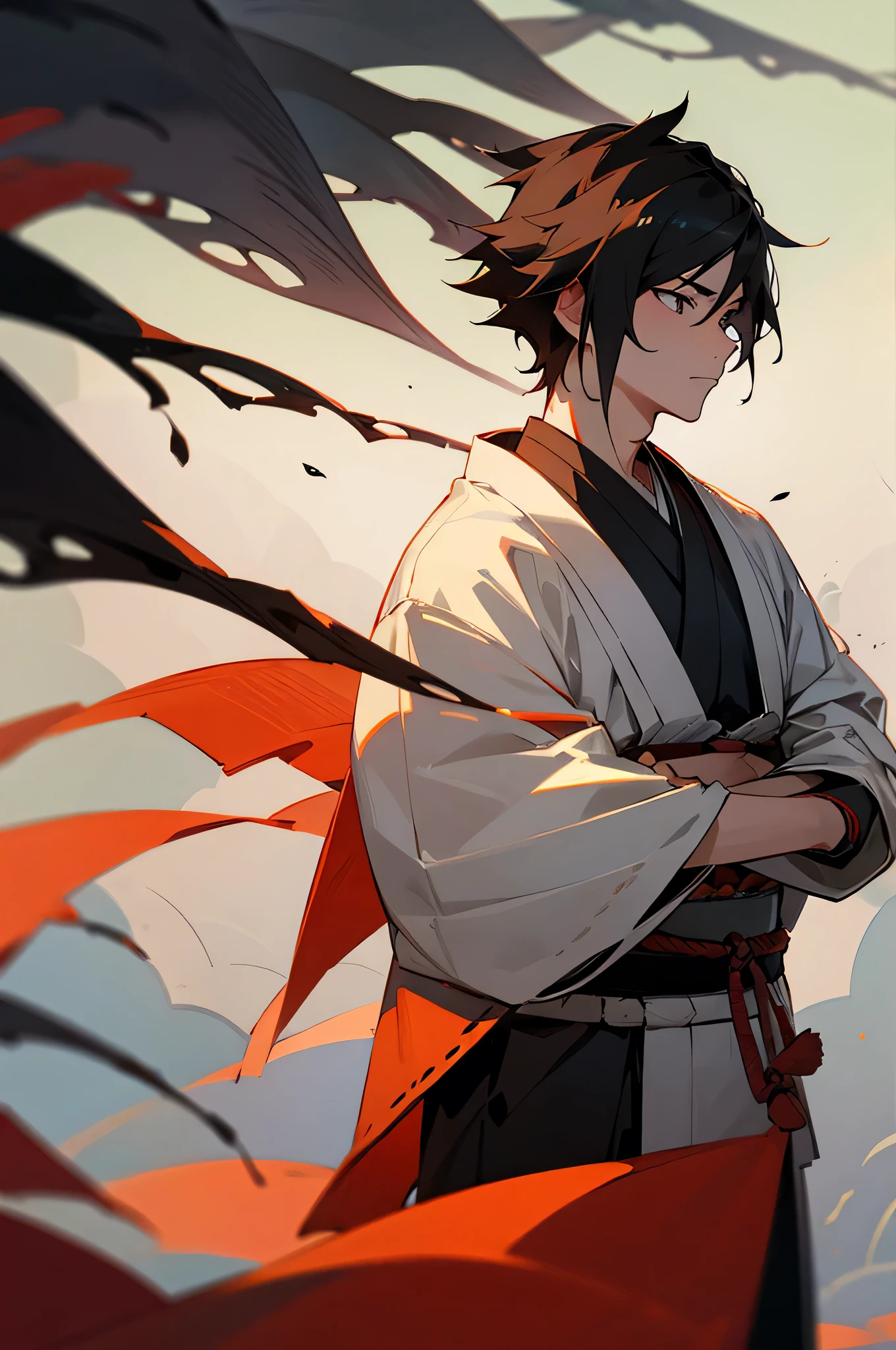  Male, Haori, Samurai Clothing, Forest Background, 