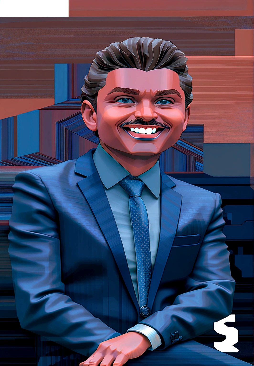 Cartoon character of a man in a suit, goatee and mustache, an animated character, stylized character, animation style rendering, 3d stylized, Arnold Maya rendering, Stylized 3D rendering, toon render screenshot, 3d character, 3d character, Stylized 3D rendering, 3D character rendering, cartoon character, Personagem de close up, character posing, (Pixar-style) (master part:1.2) (bokeh) (best qualityer) (skin detailed) (detailed texture) (8K) (Argilla) (cinematic lighting) (sharp focus, cartoon nature background.
