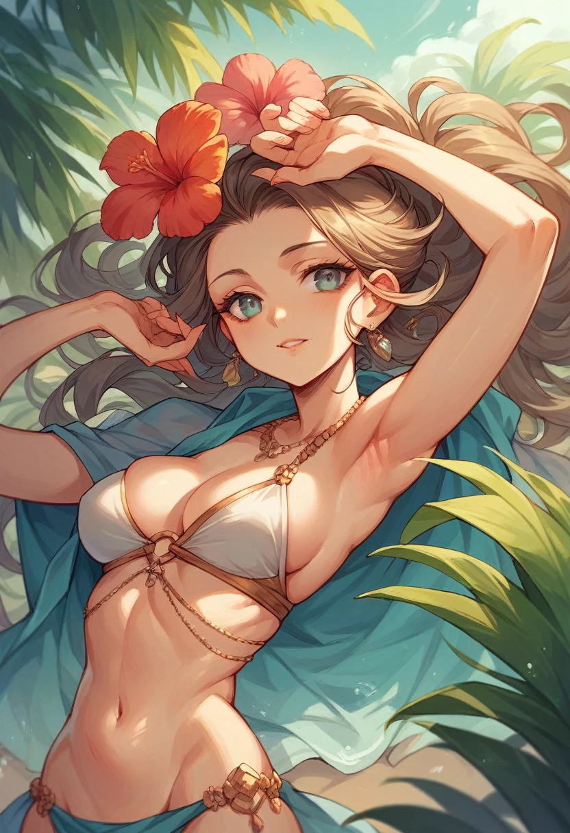 Beautiful girls in tropical place.romantic