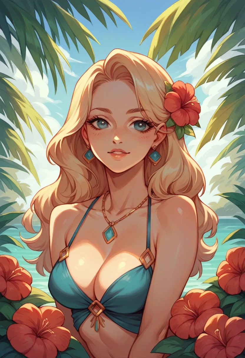 Beautiful girls in tropical place.romantic