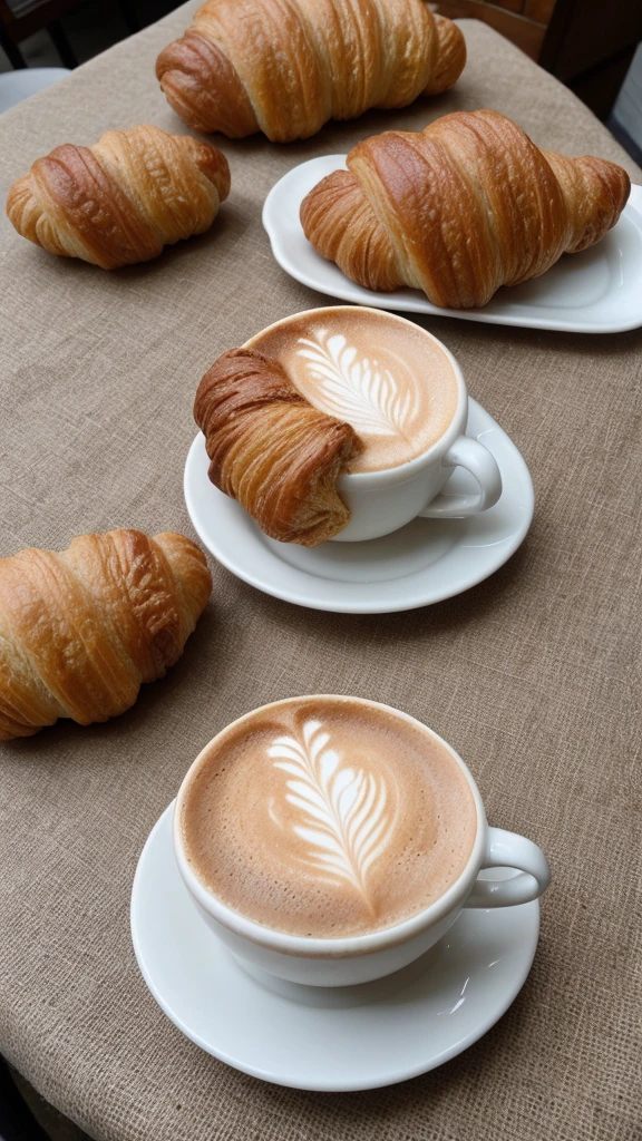 capuccino and croissant elegant snack 