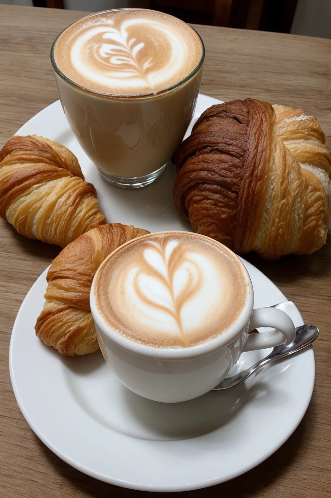 capuccino and croissant elegant snack